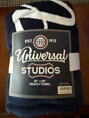 Universal Studios Navy and White Logo Beach Towel
